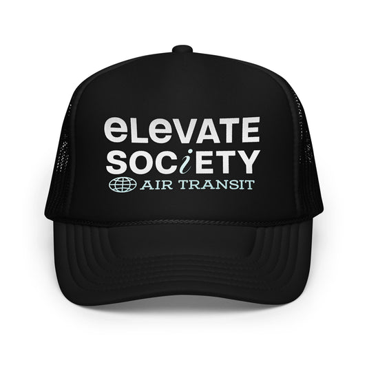 This is a 6-paneled hat with mesh back for a look that is totally on trend. ‘Elevate Society Air Transit’ is embroidered on the front. 