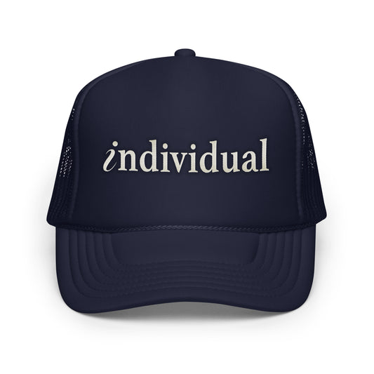 This is a 6-paneled hat with mesh back for a look that is totally on trend. The word ‘individual’ is embroidered on the front with our signature stylized letter ‘i’.