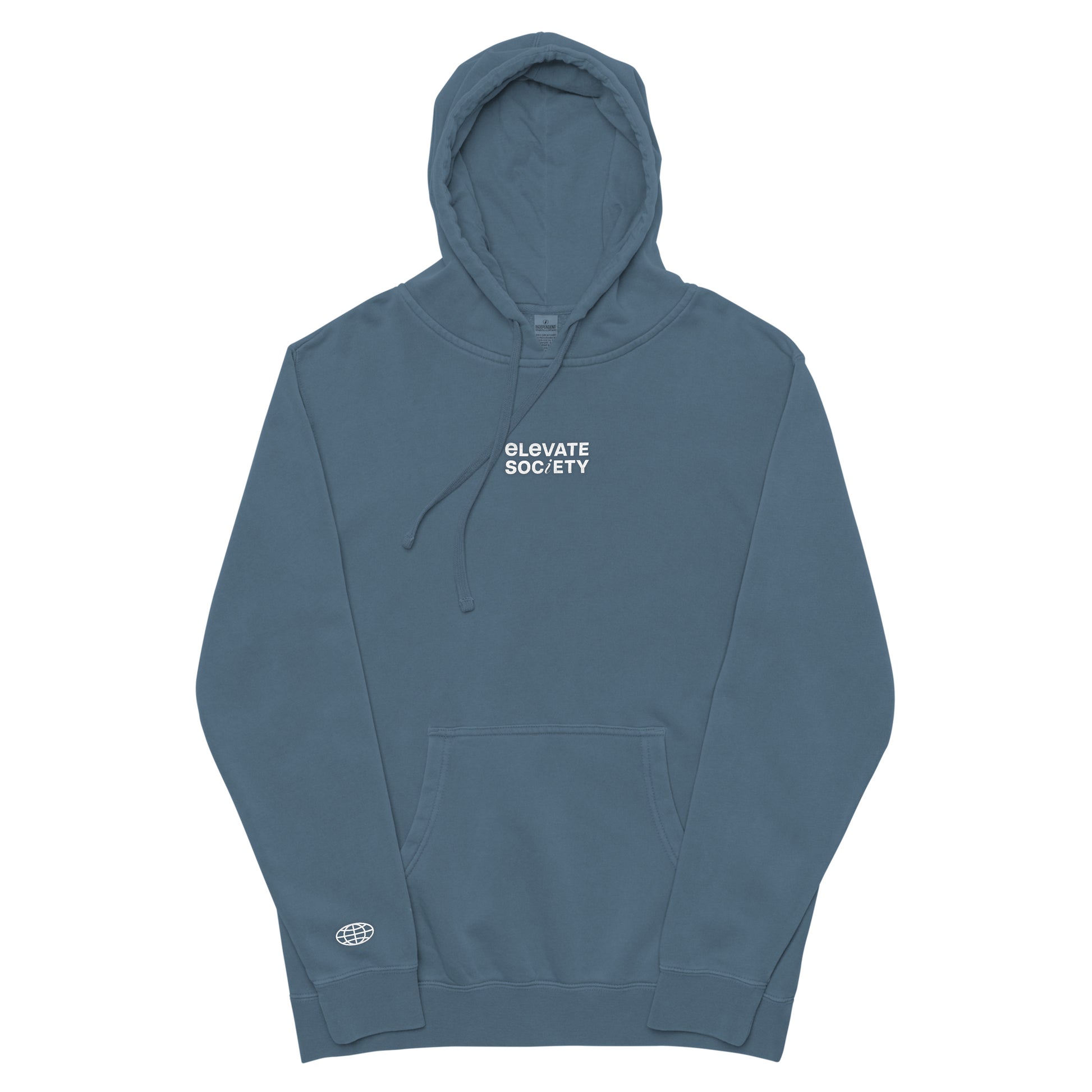 This hoodie is made with 100% cotton for a soft, comfortable feel. ‘Elevate Society’ is embroidered on the center chest and our globe icon is embroidered on the sleeve. Pair this hoodie with our Logo Sweatpants for the perfect travel outfit or everyday sweat set.